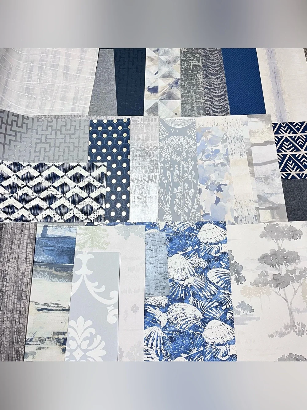 25 Assorted Designer Blue & Grey Designer Scrapbooking Wallpaper Sheets Crafts